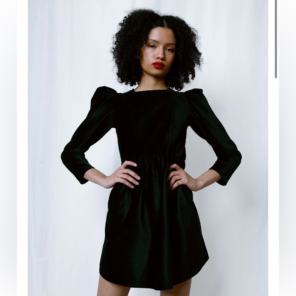 (as seen on Euphoria!) Batsheva Black Velvet Mini Prairie Dress